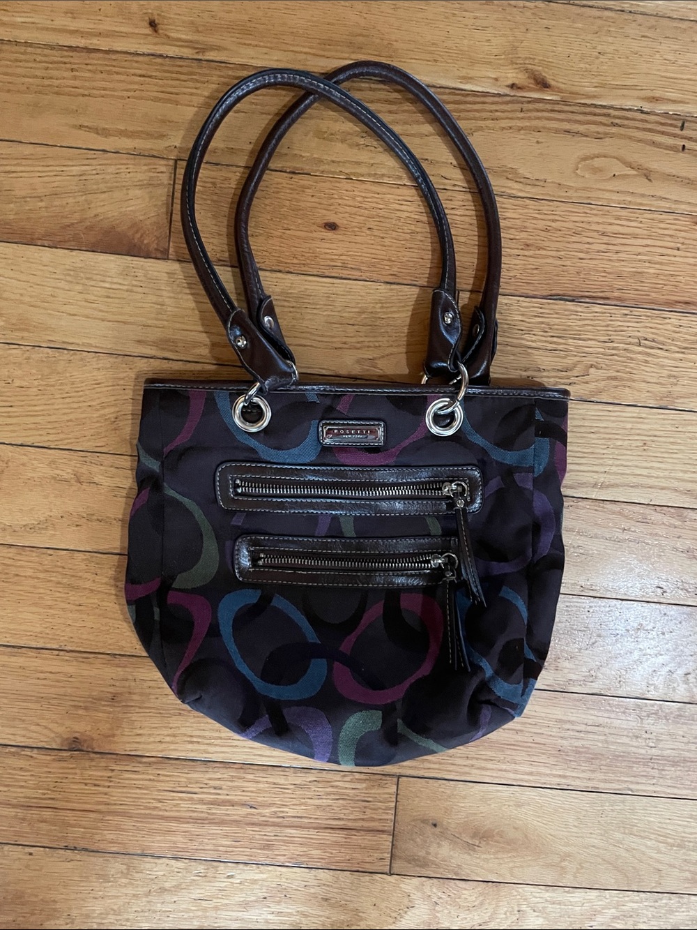 Rosetti Multicolor Circle Pattern Shoulder Bag - Black Base